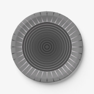 Plato De Papel Giro geométrico moderno - Gris Hematita oscuro