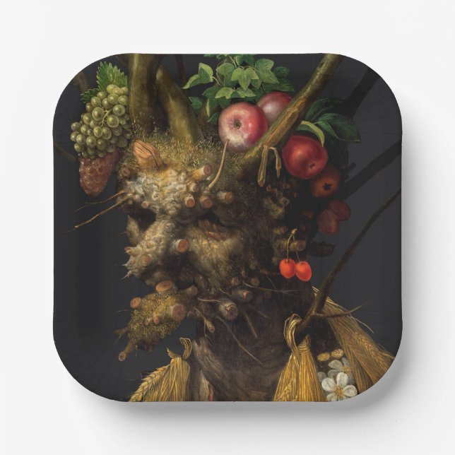 Plato De Papel Giuseppe Arcimboldo - Cuatro estaciones en una sol (Anverso)