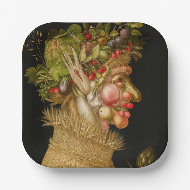 Plato De Papel Giuseppe Arcimboldo - Verano (Anverso)