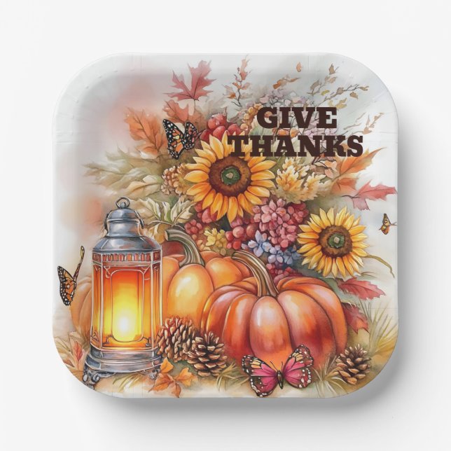 Plato De Papel Give Thanks – Lantern Glow  (Anverso)