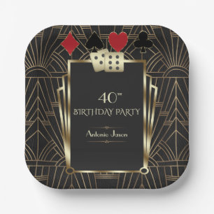 Plato De Papel Glam Casino Great Gatsby 40th Poker Birthday