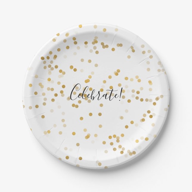 Plato De Papel Glam Confetti Gold (Anverso)