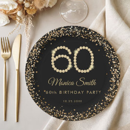 Plato De Papel Glam Gold Diamonds 60th Birthday Party Paper Plate