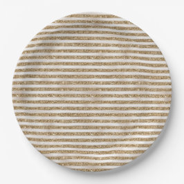 Plato De Papel Glam Gold Pearl Stripes