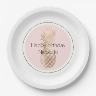 Plato De Papel Glam Pineapple Gold