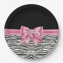 Glam Pink Bow Diamond Zebra Imprimir negro