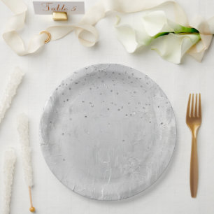 Plato De Papel Glam Silver Confetti