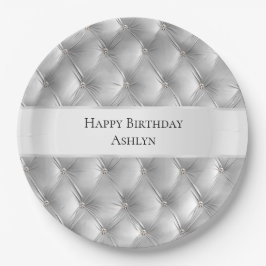 Plato De Papel Glam Soft Gray Faux Velvet de lujo