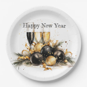 Plato De Papel 🍾 🎉 glamorosos placas de Fiesta de Año Nuevo 🥂