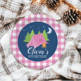 Plato De Papel Glamour Chica Camping Placas de fiesta de cumpleañ