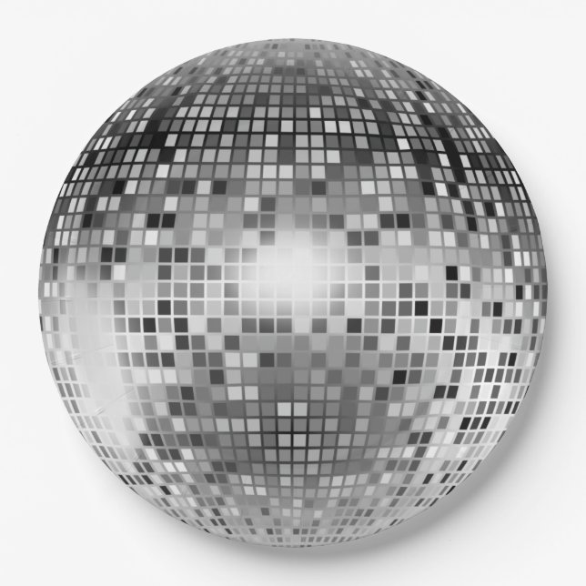 Plato De Papel Glamour Fiesta de bola de plata disco (Anverso)