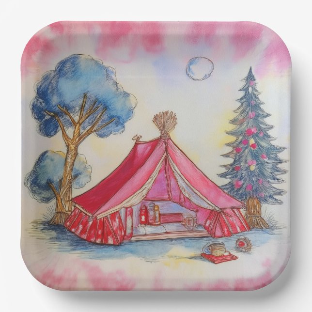 Plato de papel Glamping (Anverso)
