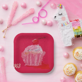 Plato De Papel Glaseado de fresa