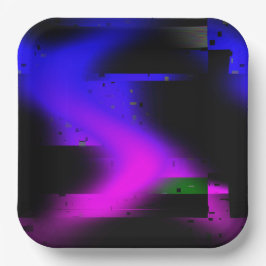 Plato De Papel Glitch Plasma Black