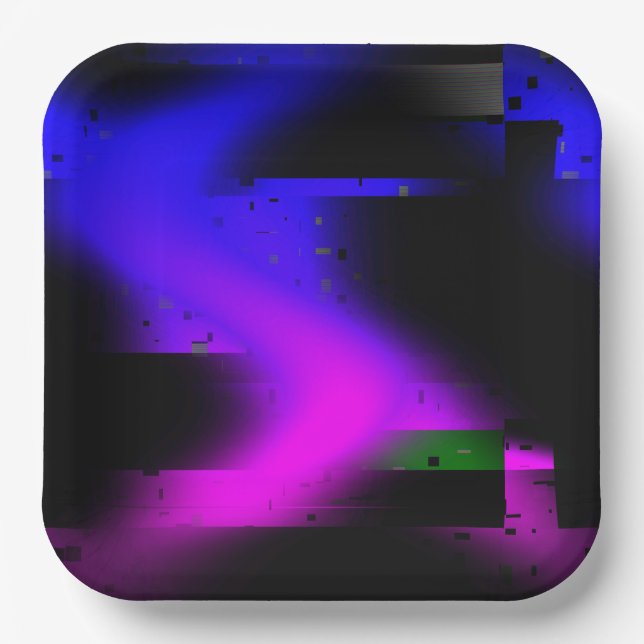 Plato De Papel Glitch Plasma Black (Anverso)