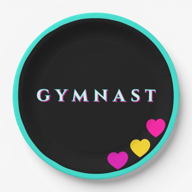 Plato De Papel Glitch Text Gymnastics Gymnast Heart (Anverso)