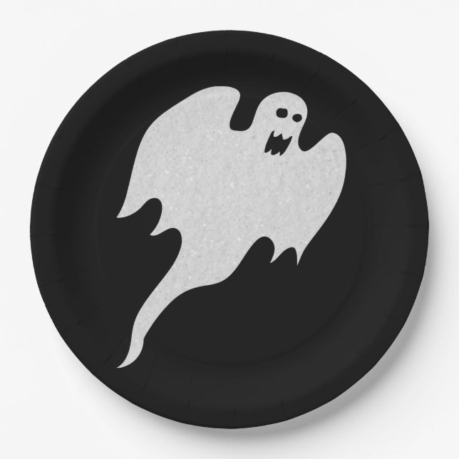Plato De Papel Glitter Ghost Halloween (Anverso)