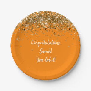 Plato De Papel Glitter personalizado para fiesta de graduación en