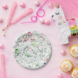 Plato De Papel Glitter Slime Party Plates White