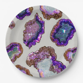 Plato De Papel Glittering Crystal Geode