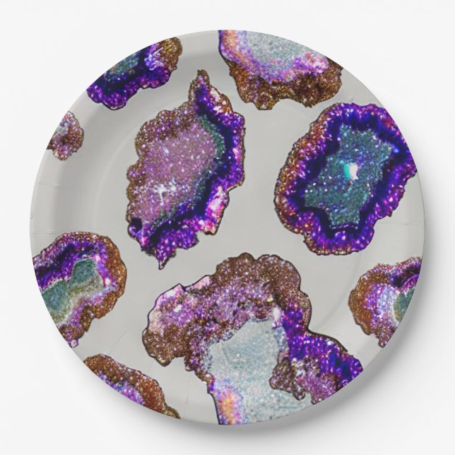 Plato De Papel Glittering Crystal Geode (Anverso)