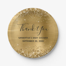 Glittery Gold Foil Baby Shower Agradecimiento
