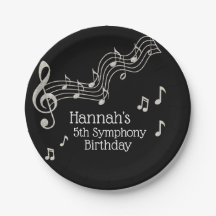 Glitzy Black & White Musical Notes Birday