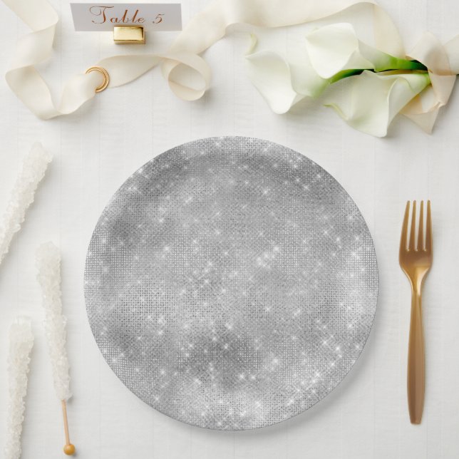 Plato De Papel Glitzy Bridal Sparkle Glitzy (Boda)