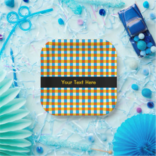 Plato De Papel Globe Check Text cuadrado