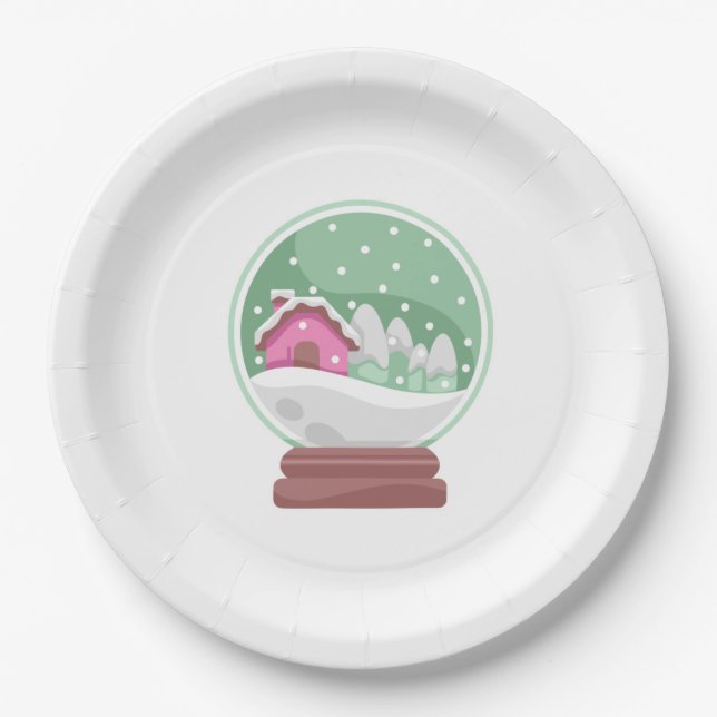 Plato De Papel Globe G Snow (Anverso)
