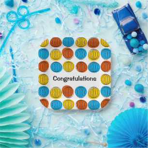 Plato De Papel Globe Multi Felicitaciones Placa de papel cuadrado