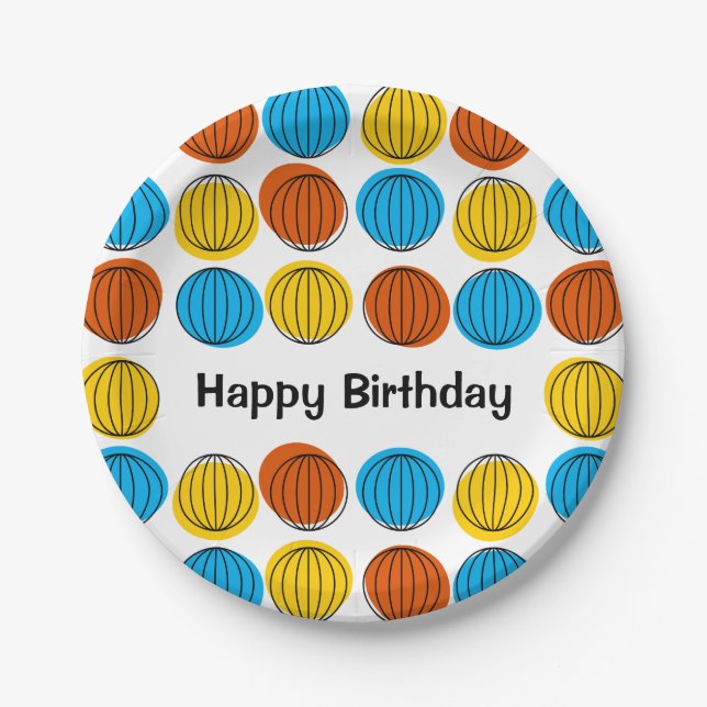 Plato De Papel Globe Multi Happy Birday Placa redonda de papel (Anverso)