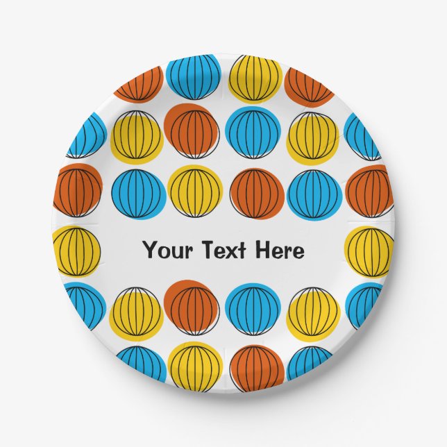 Plato De Papel Globe Multi Text placa de papel redonda (Anverso)