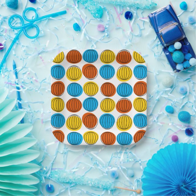 Plato De Papel Globe Placa cuadrada multipapel (Fiesta)