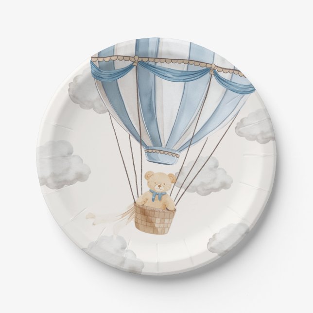 Plato De Papel Globo de aire caliente de Teddy Bear (Anverso)