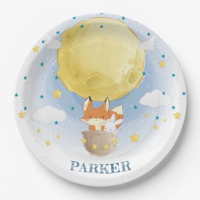 Plato De Papel Globo de aire lunar personalizado (Anverso)