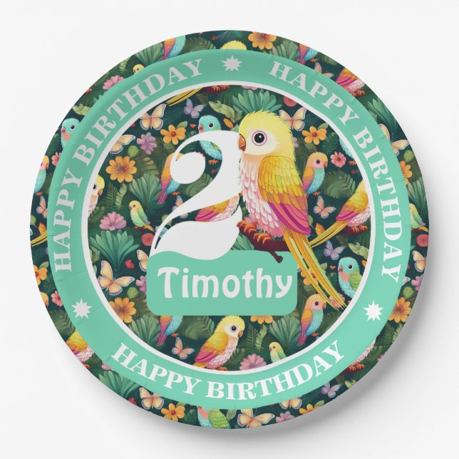 Plato De Papel Globo de cumpleaños personalizado (Anverso)