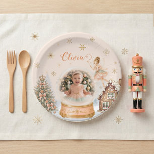 Plato De Papel  Globo de nieve con foto de cascanueces personaliz