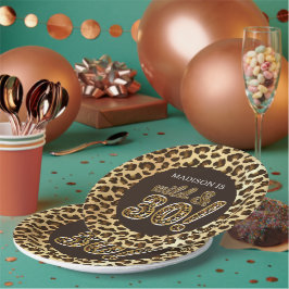 Plato De Papel Globo de Relieve metalizado Leopardo Personalizado