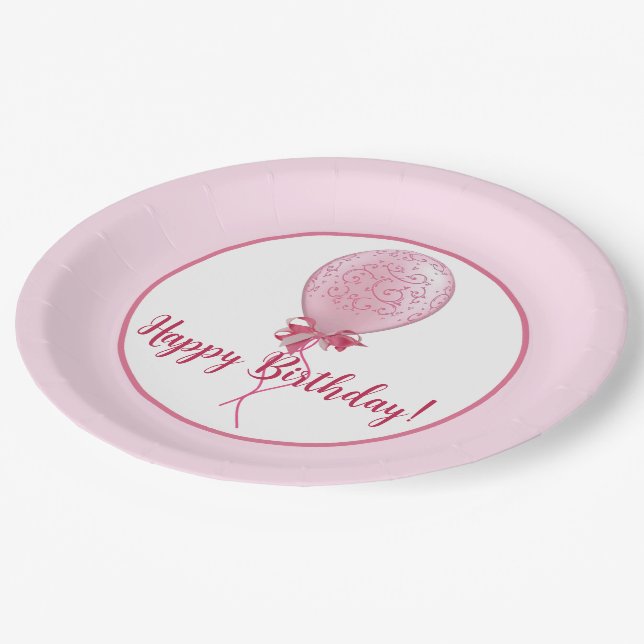 Plato De Papel Globo rosa 1 (Angular)