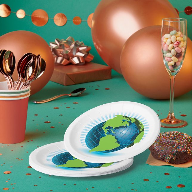 Plato De Papel Globo verde (Subido por el creador)