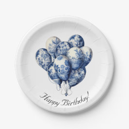Plato De Papel Globos azules Delft, personalizable