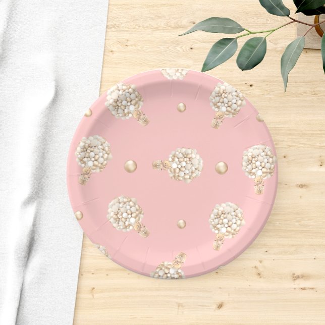 Plato De Papel Globos Chicas rosados que podemos esperar a Baby S (Subido por el creador)