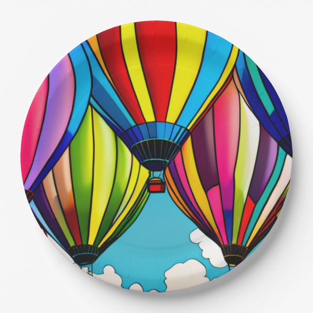Plato De Papel Globos de aire caliente (Anverso)