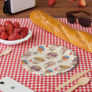 Plato De Papel Globos de aire caliente a rayas