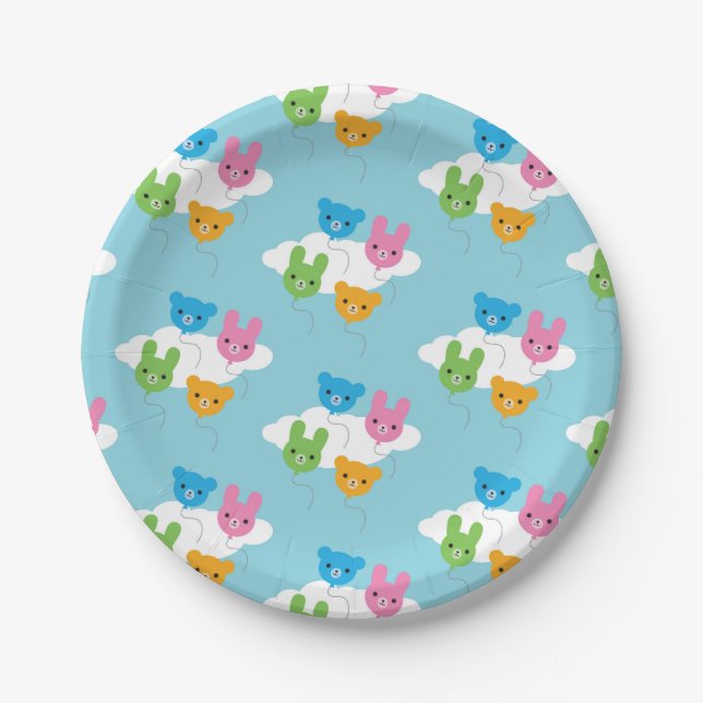 Plato De Papel Globos de animales de Kawaii (Anverso)