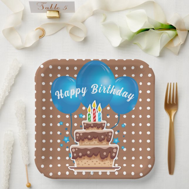 Plato De Papel Globos de Cumpleaños  (Boda)