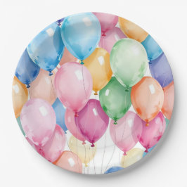 Plato De Papel Globos de Cumpleaños