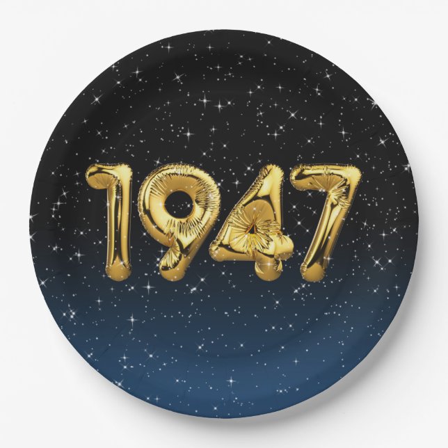 Plato De Papel Globos De Cumpleaños 1947 En Las Estrellas (Anverso)