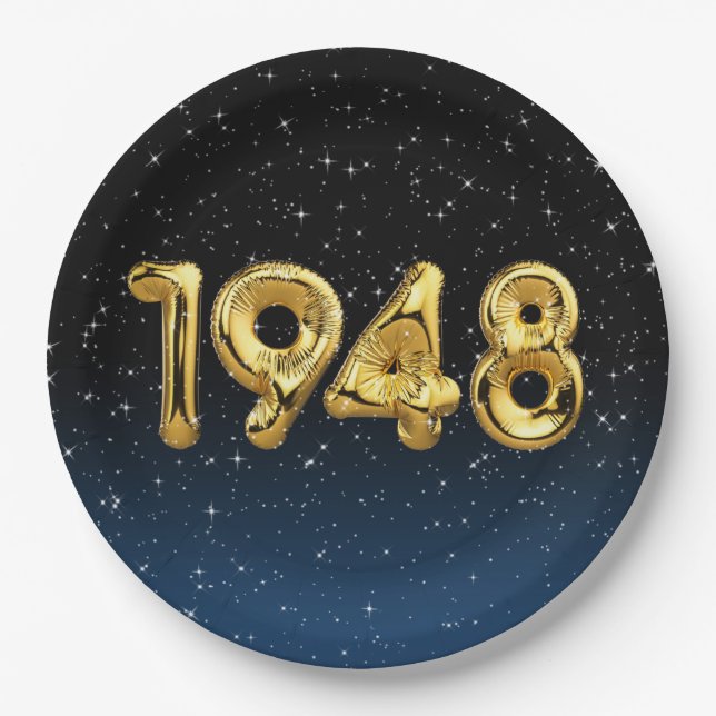 Plato De Papel Globos De Cumpleaños 1948 En Las Estrellas (Anverso)